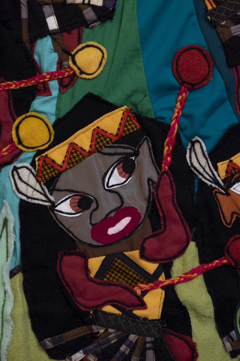 Image: Ron Te Kawa, quilt detail, Kapa Haka Quilt Welcome Home, 2020.  