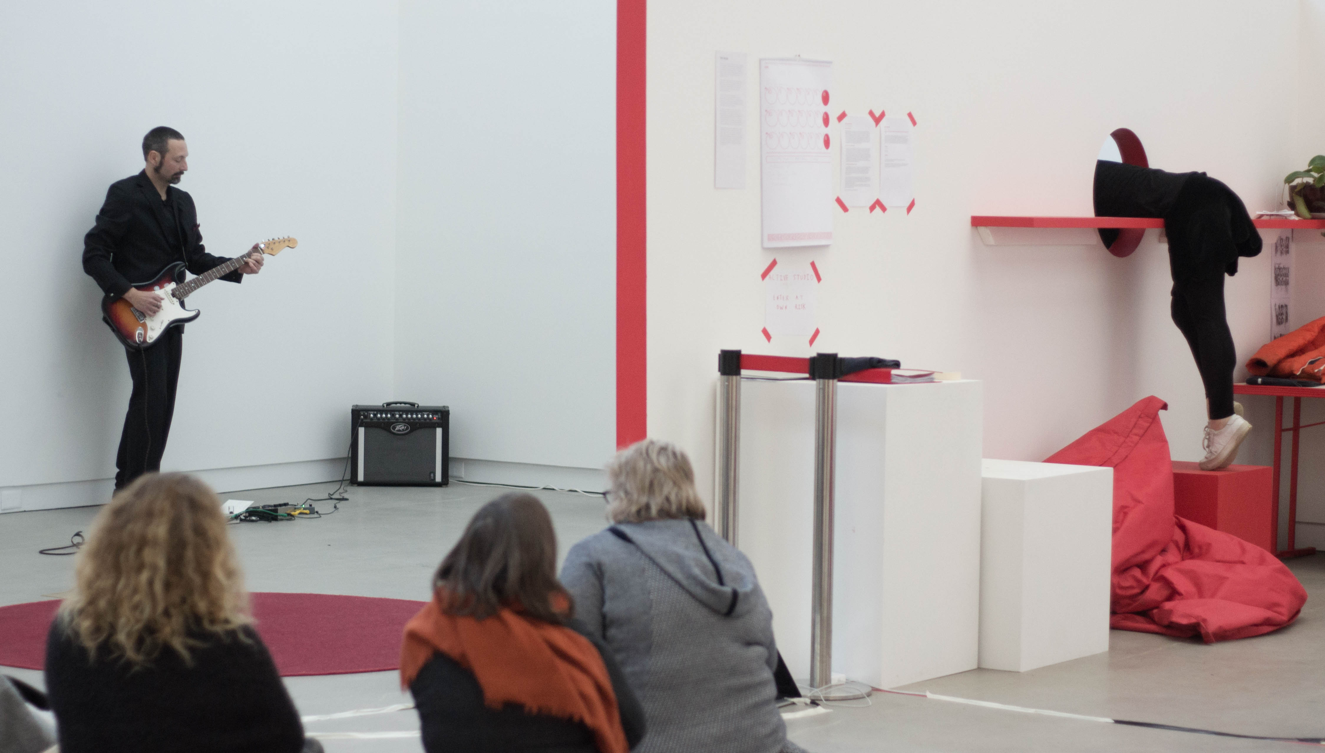 'Harmonix, Democratic Ensemble', Ōtautahi Automatic collaborative performance, 2017 Jason Were, Julia Harvey and Clara Wells Photo credit: Lison Colin