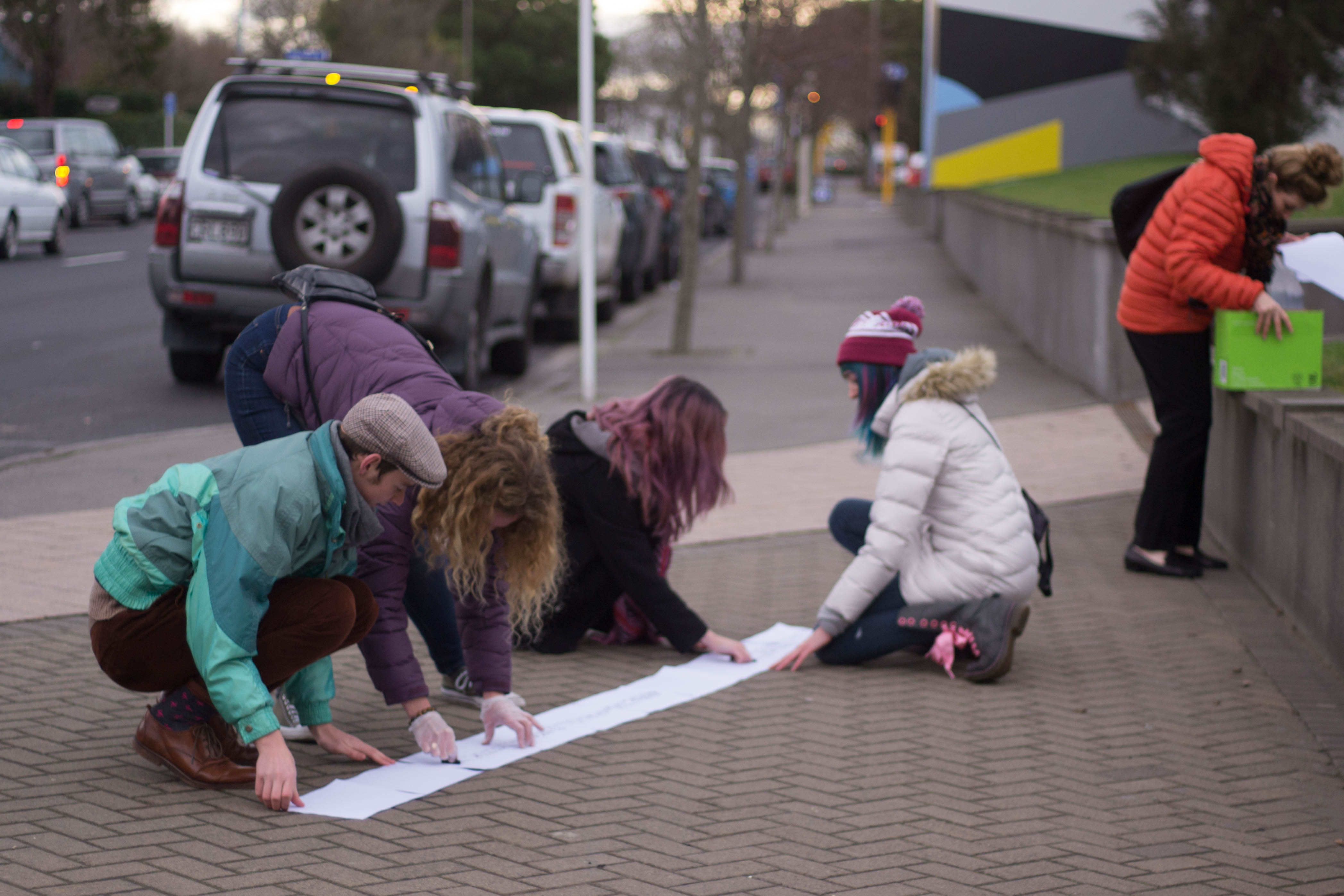 Participants taking rubbings. Image credit: Lison Colin
