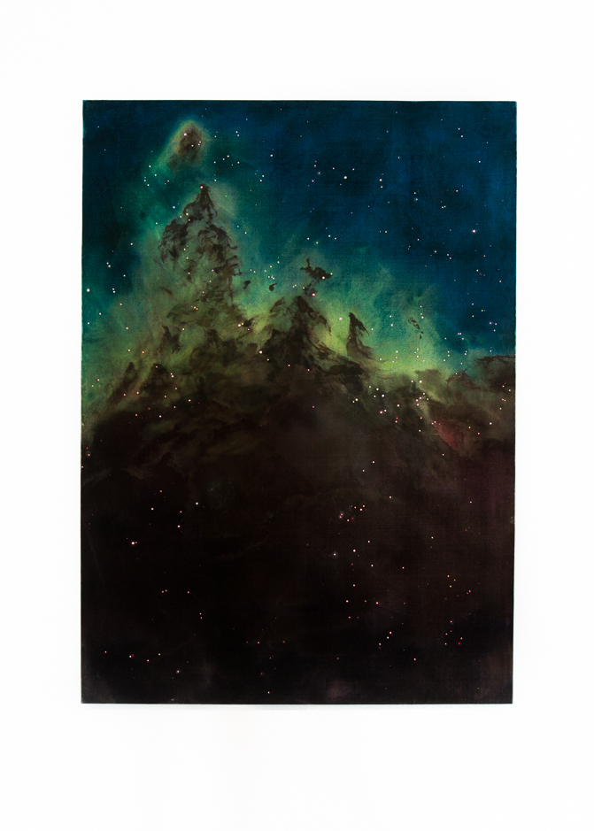 Heart (Cusp), 2016 Hannah Beehre Swarovski crystal, acrylic, dye on silk velvet, 1700 x 1200 mm.