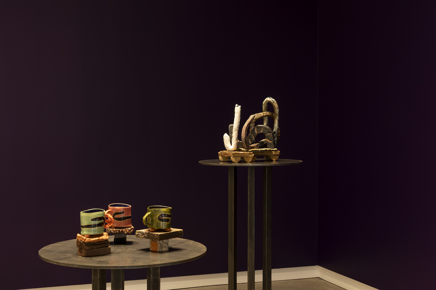 'Cups' and 'Stobos on the Road (to Kingston)'. Installation view at CoCA 2022, photo credit Sarah Rowlands