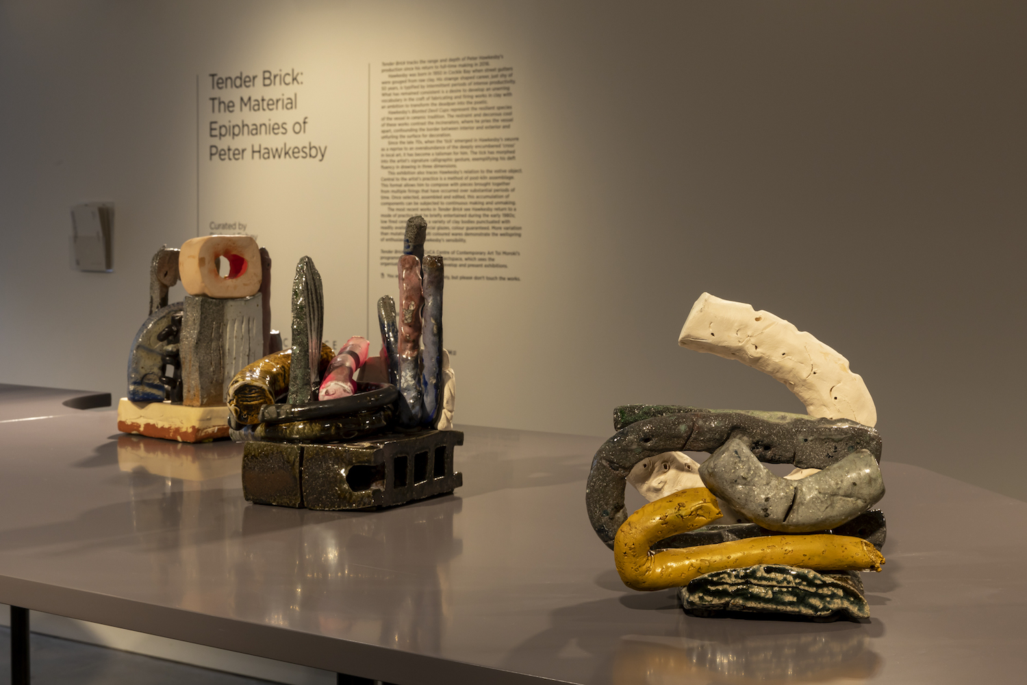 'Garden Gate', 'Untitled with Pink Tick', 'Languid Loops with Yellow Tick' Peter Hawkesby, photo credit Sarah Rowlands