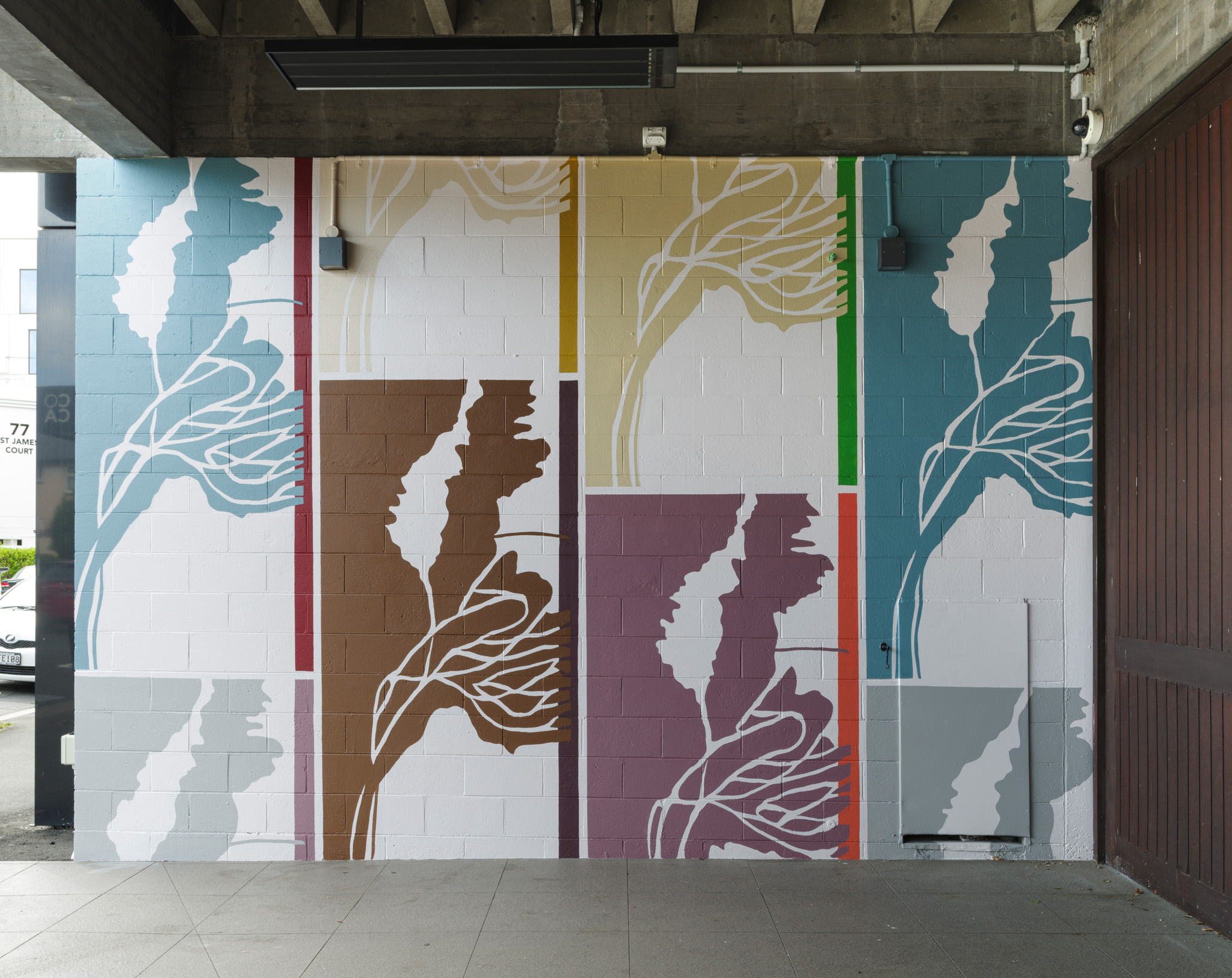 Megan Brady, Two Walls Mural, 'Where light and footsteps fold' exterior, Photo credit John Collie