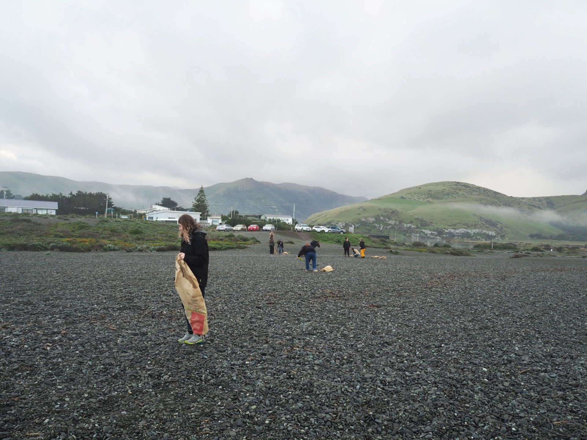 Gathering stones at Birdlings Flat - photo credit Harriette Herlund