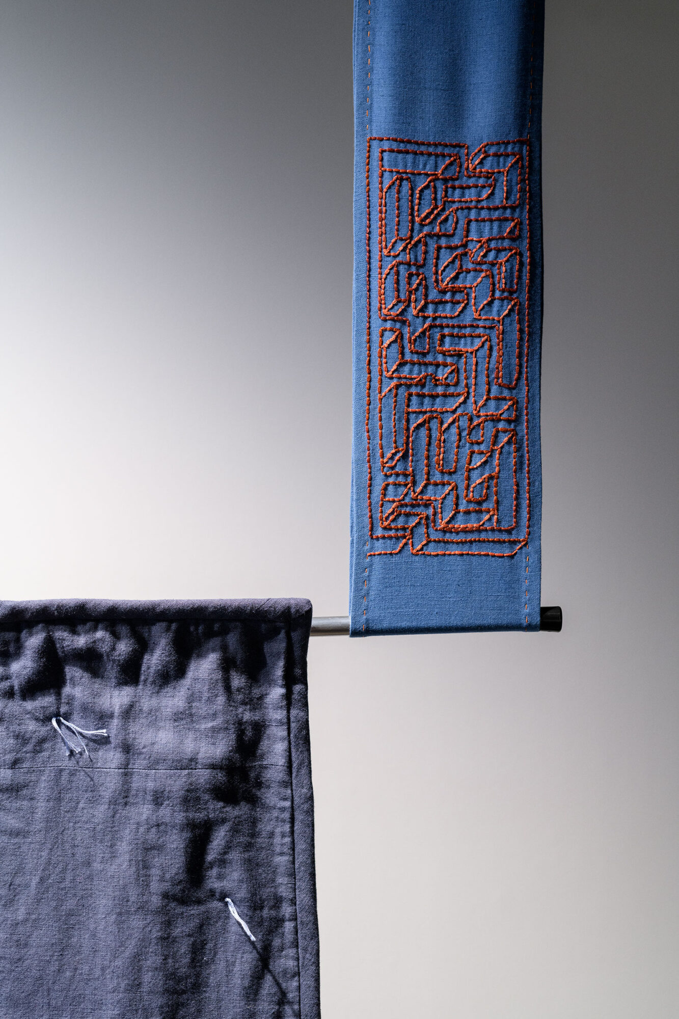'In the Abstract (a Rock, an Island)', Casey Carsel, Acid-dyed and quilted linen-cotton, 1280 x 1540mm, 2025, Photo Credit Owen Spargo