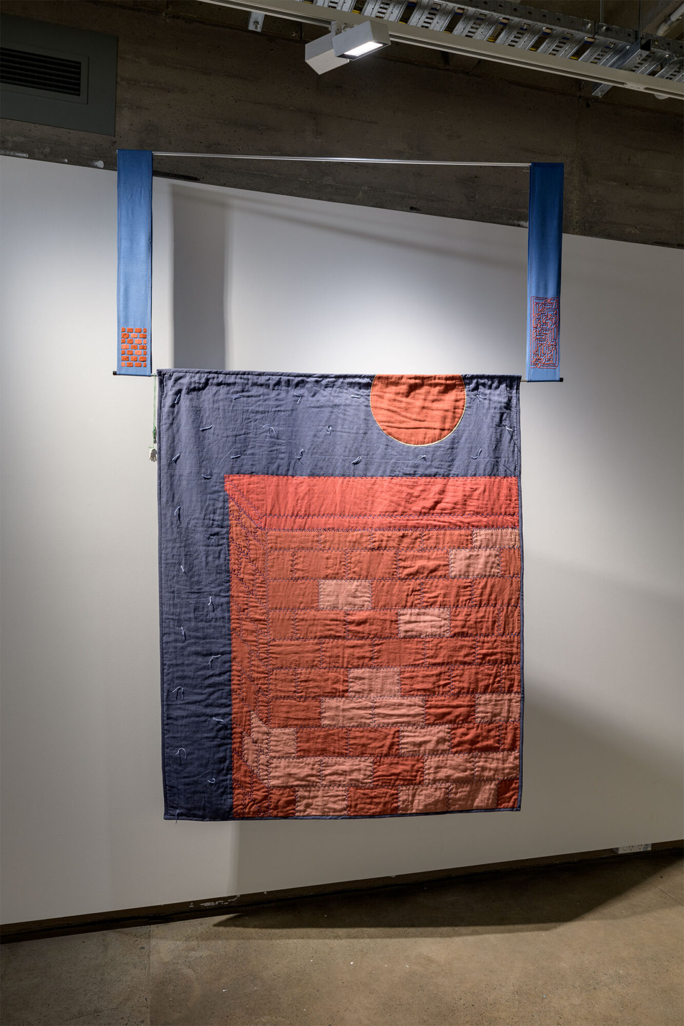 'In the Abstract (a Rock, an Island)', Casey Carsel, Acid-dyed and quilted linen-cotton, 1280 x 1540mm, 2025, Photo Credit Owen Spargo