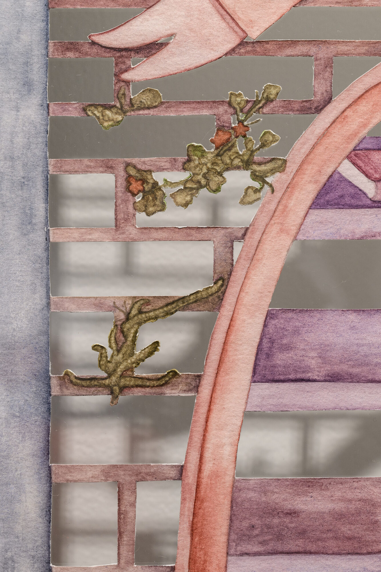 'What should I be hearing', - detail, Casey Carsel, Watercolour on paper, 296 x 375mm, 2025, Photo Credit Owen Spargo
