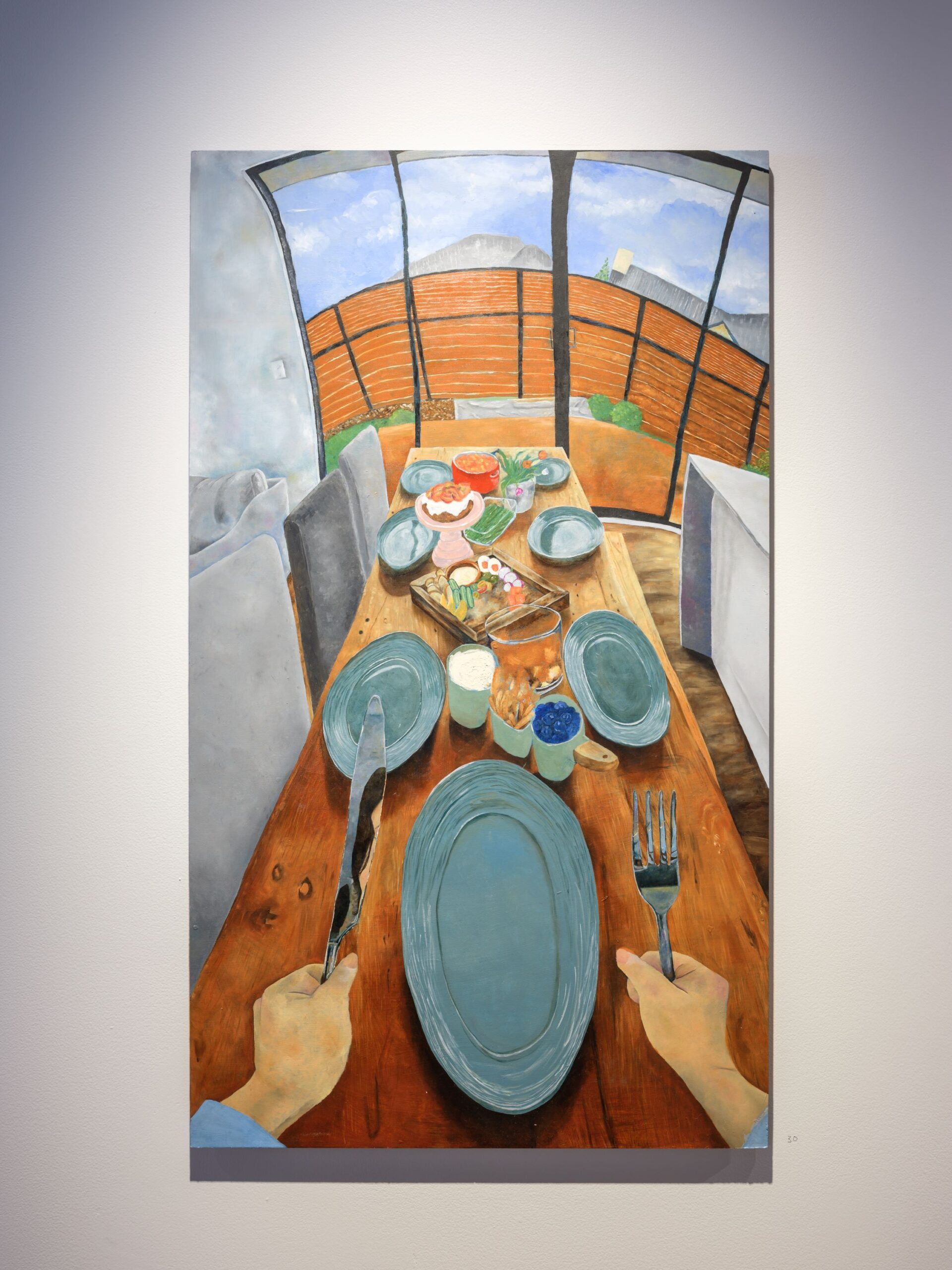 Rebecca Brown 'Untitled (Dining Table)' Oil paint on MDF 102 x 59 cm 2025 Photo Credit Simon Jarman