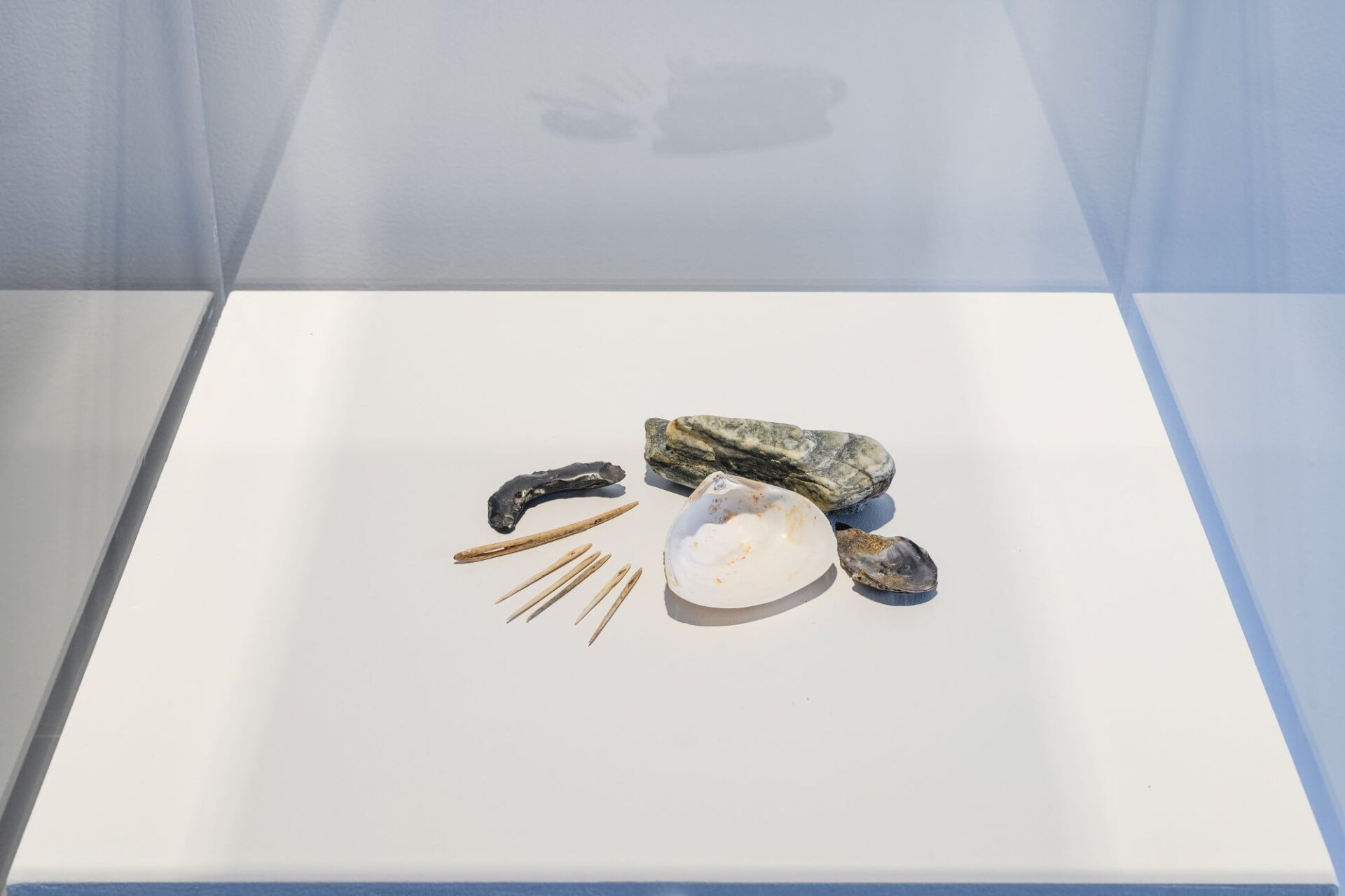 Te Keteparaha o Mua – Tools of Old: Kūtai, Kotakota, Matau, Toka - Canterbury Museum. He kohikohika pātui, Wheua - Canterbury Museum. 'Āhuataka: A Wānaka of Kāi Tāhu Woven Adornment', Photo Credit Owen Spargo