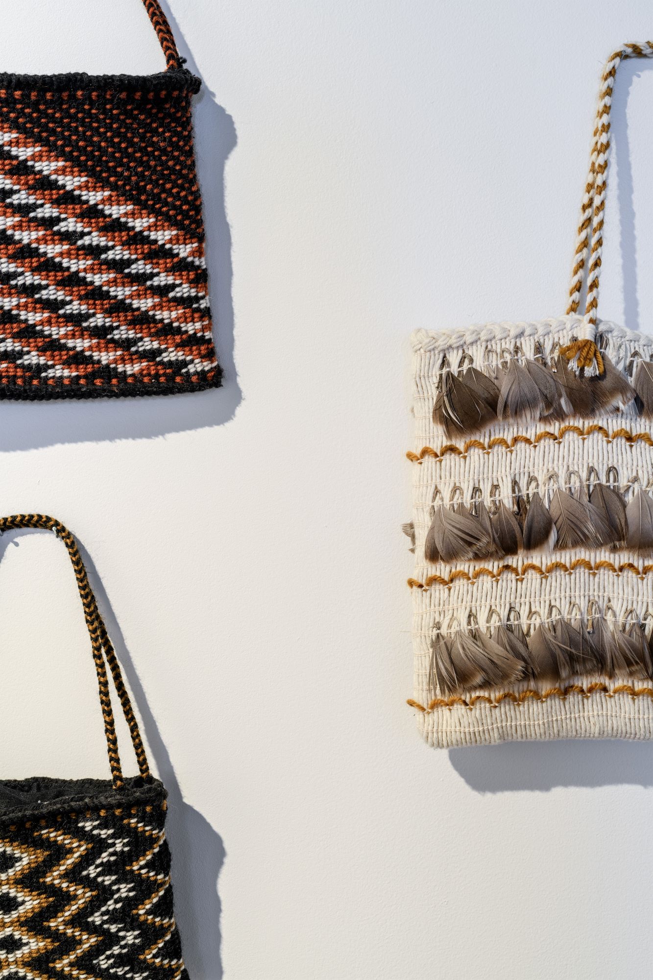 Ereni Pūtere - Kete kuihi Kātene, wūru, huru kuihi Aoraki, he kete tāniko Kātene, wūru Kaihīnaki, he kete tāniko Kātene, wūru - detail. 'Āhuataka: A Wānaka of Kāi Tāhu Woven Adornment', Photo Credit Owen Spargo