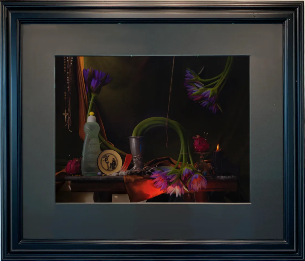 Fiona Pardington, 'Still Life with Water Lilies, Dragon Fruit and Sphinx, Ripiro', Framed in hand lacquered, black Goldie moulding with AR70 non-reflective museum glass, 745 x 875mm, 2014, 5 of 10, $9000, Photo courtesy of the artist