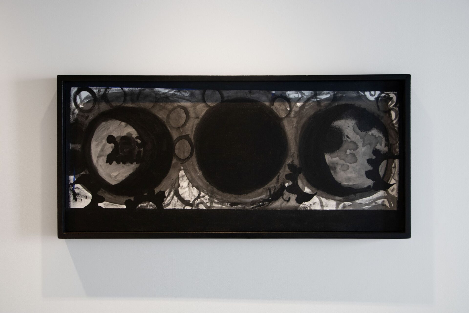 Adan Spencer, Ara, 'blacklight moon', Canvas, 500 x 1200mm, 2026, Photo Credit Mollie Newman