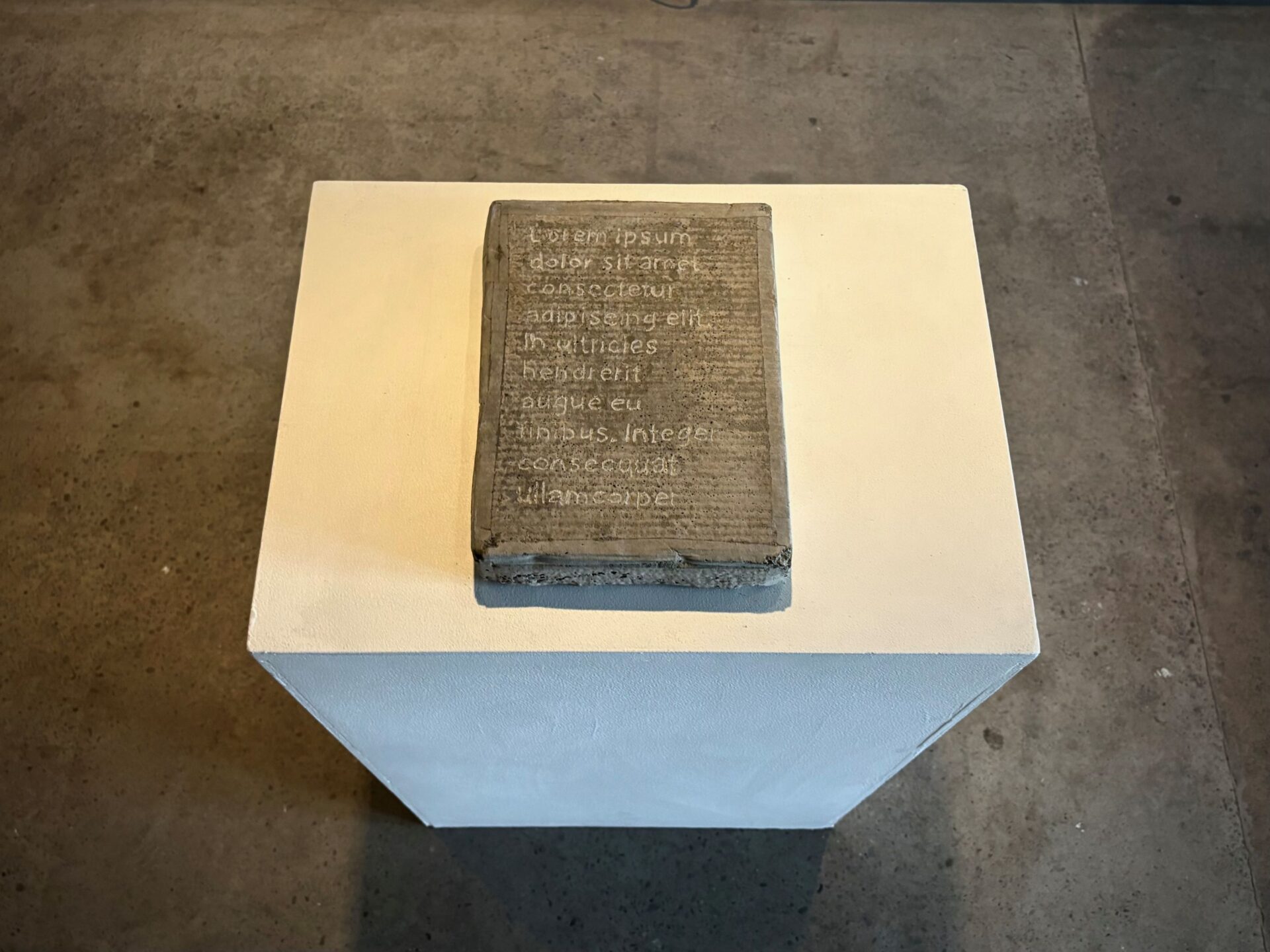 Jaron Blomfield, Ilam — Design, 'Paper Wait', Concrete, 297 x 210 x 50mm, 2026, Photo Credit India Jenkins