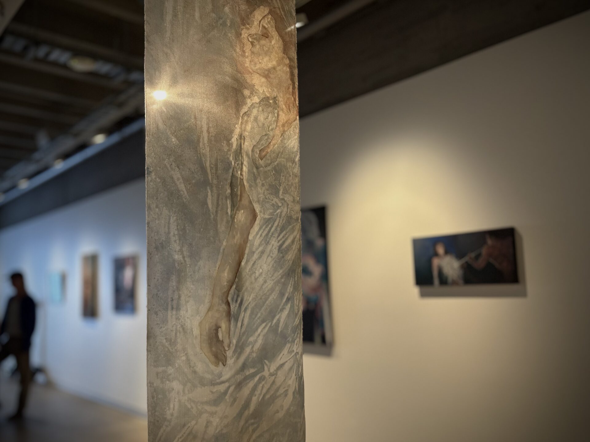 Ana Krakosky, Ilam — Painting, 'Light Falls I', Silk, calendula, lavender, cornflower, madder root, hollyhock, indigo, walnut husks and finishing dye, 470 x 1960mm, 2025, Photo Credit Seoyoung Park