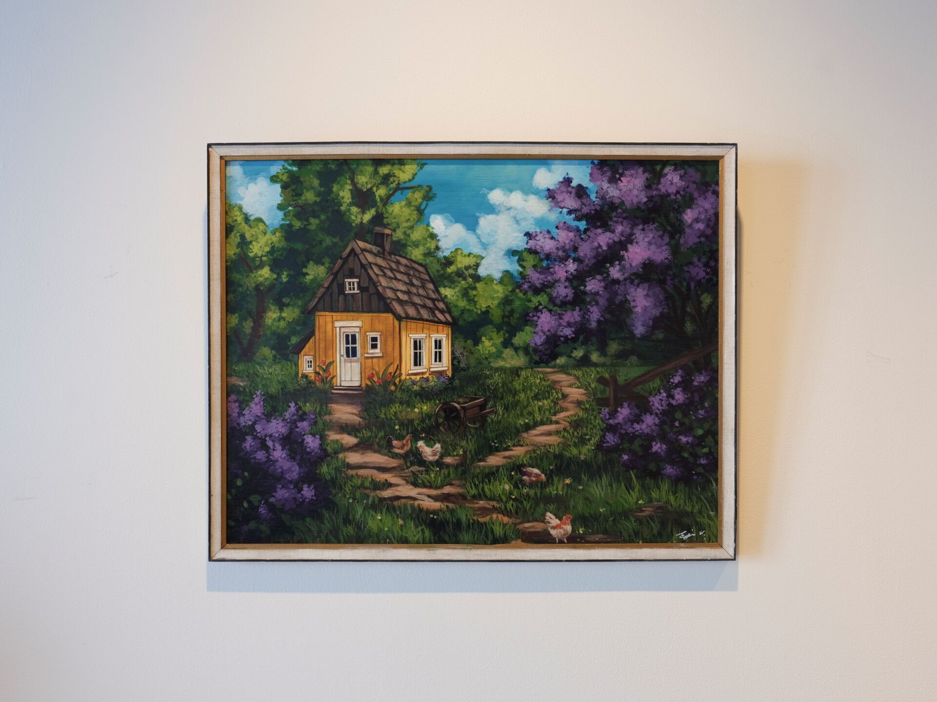 Egie Ascona, Ilam — Painting, The Farm, Canvas board on an old frame, 290 x 360mm, 2025, Photo Credit India Jenkins