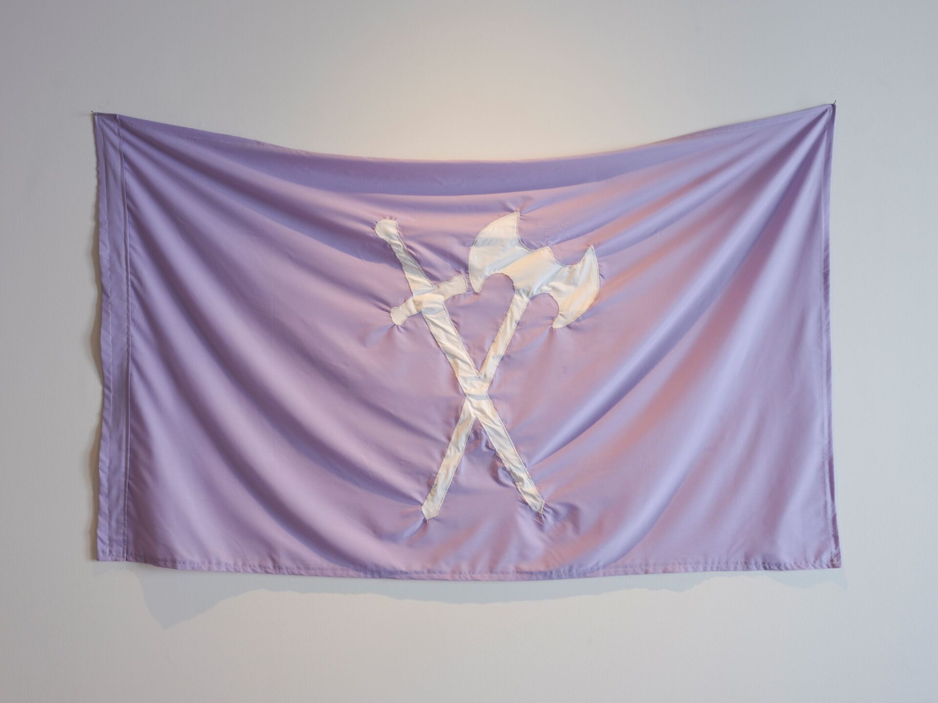 Samantha Foote, Ilam — Design, 'Purple Rage (lesbian flag) 2026', Fabric, 800 x 1400mm, 2026, Photo Credit India Jenkins
